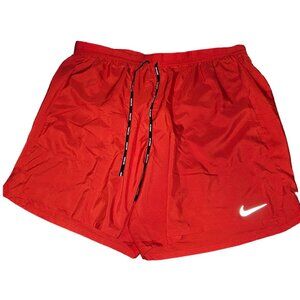 Nike Mens Red Dri-FIT Performance Running Shorts With Inner Compression Liner Si